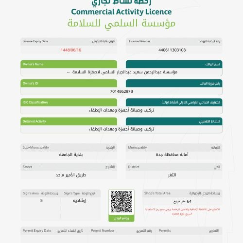 رخصة النشاط التجاري 